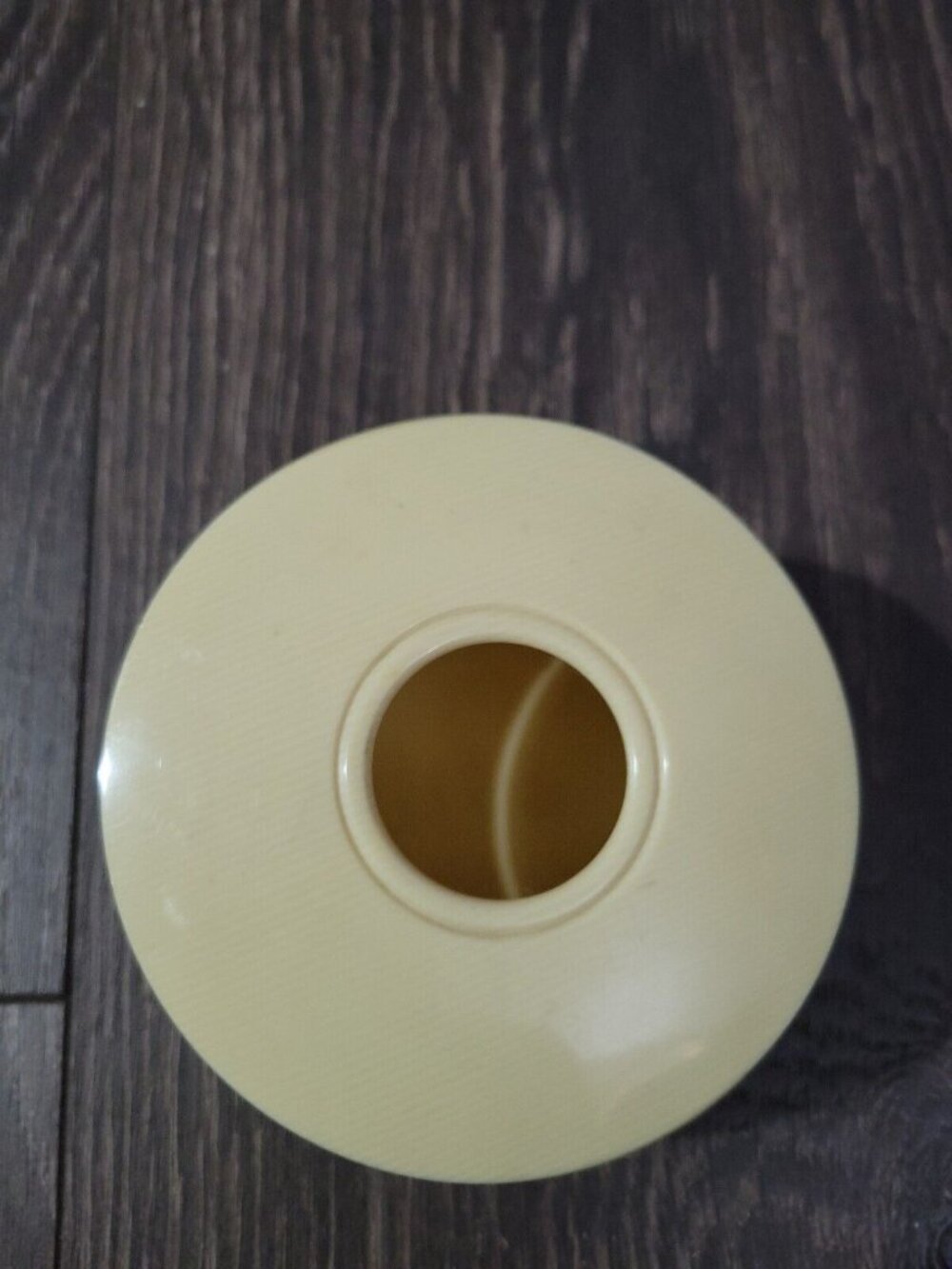 Round 2 Piece French Ivory Py Ra Lin Celluloid Hair Receiver 1920s Vtg 4.5in